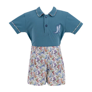 Fields Boy Polo Set in Boots Print