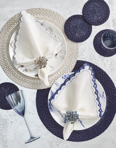 Aster Napkin Ring in Midnight, Set of 4