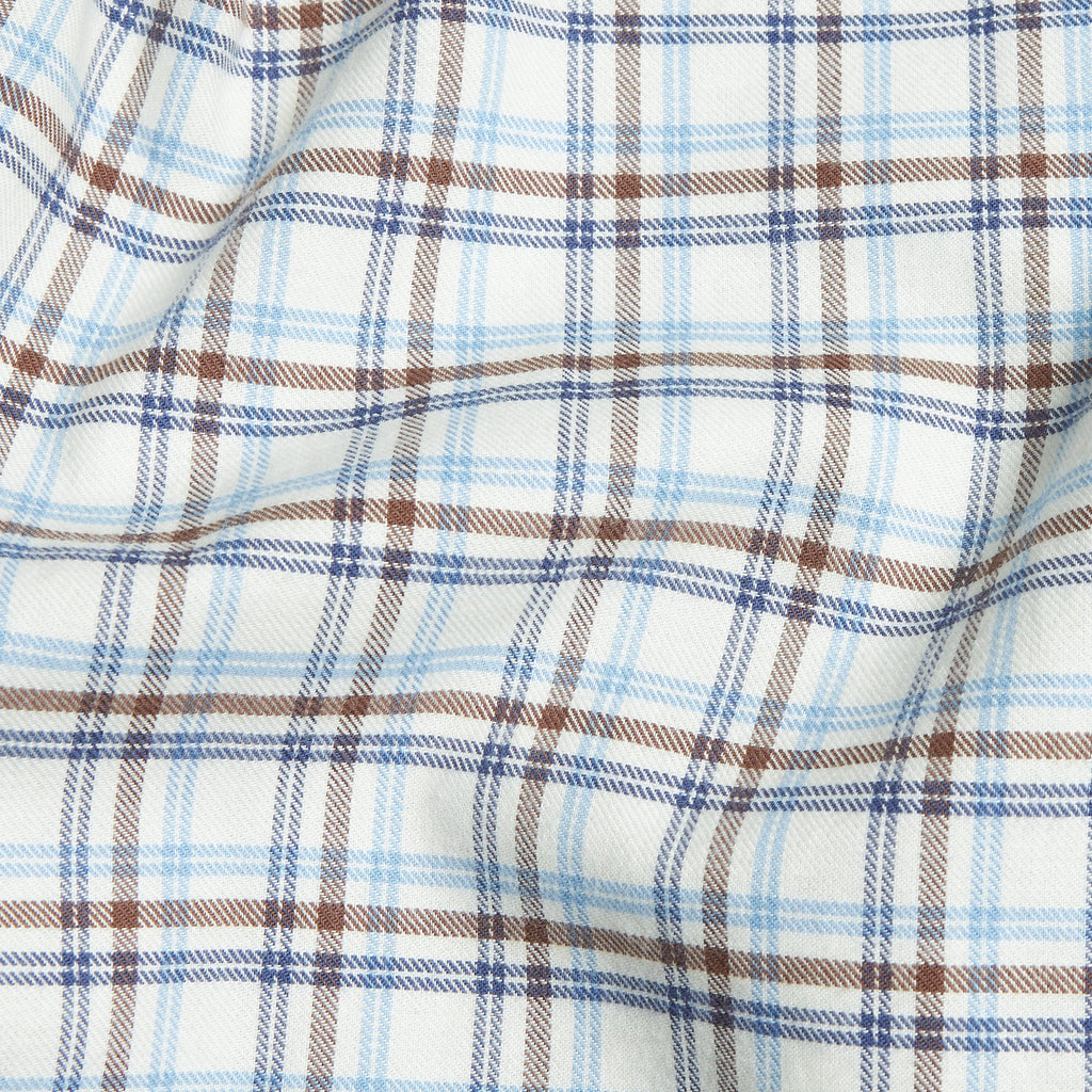 little english classic children's clothes light blue, cream, and brown plaid for fall