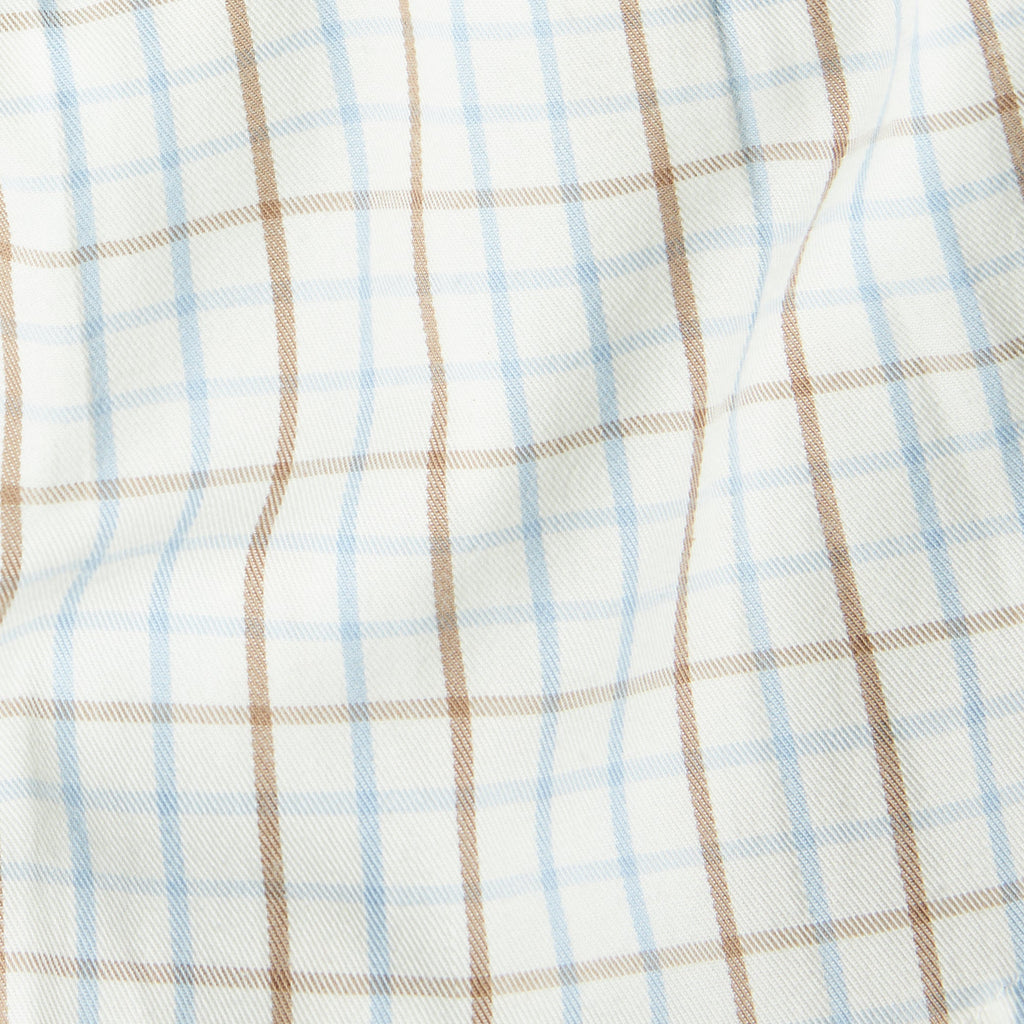 little english classic children's clothing cream, brown, and light blue plaid for boys for fall