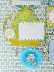 Chartreuse Ditsy Floral Stationery