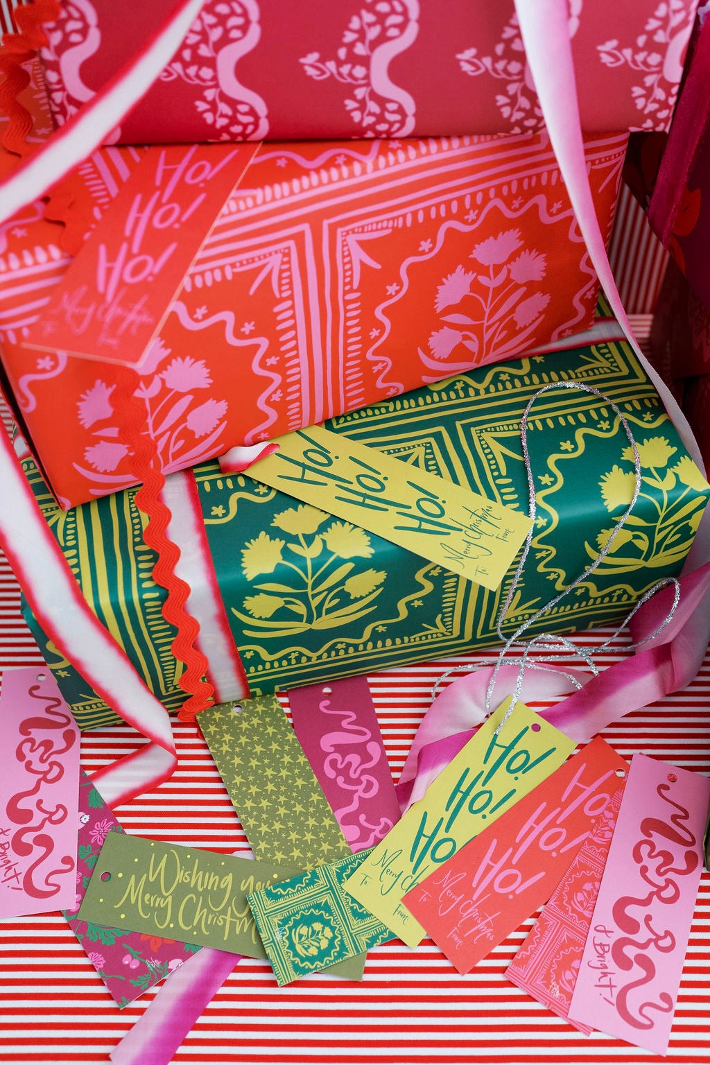 Block Print Ho! Ho! Ho! Gift Tag Set