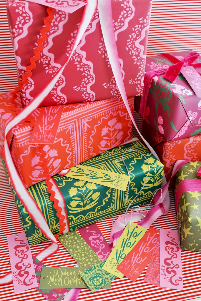 Block Print Ho! Ho! Ho! Gift Tag Set