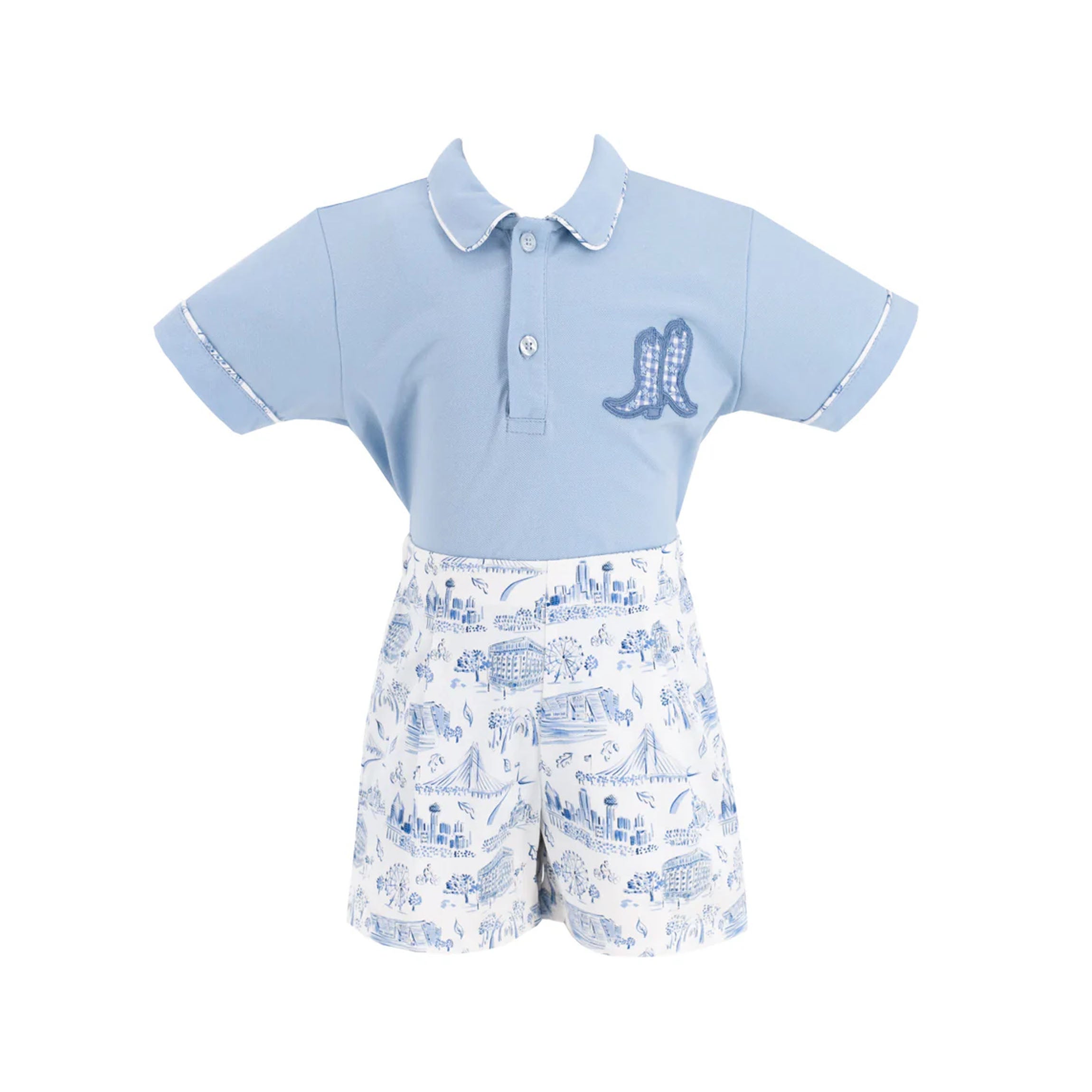 Fields Boy Polo Set in Dallas Print