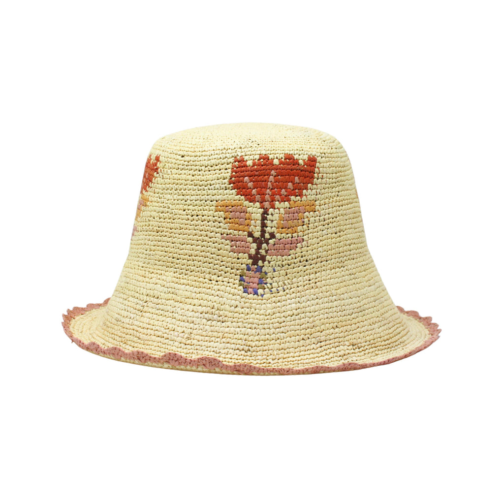 Fleur Bucket Hat in Natural & Berry
