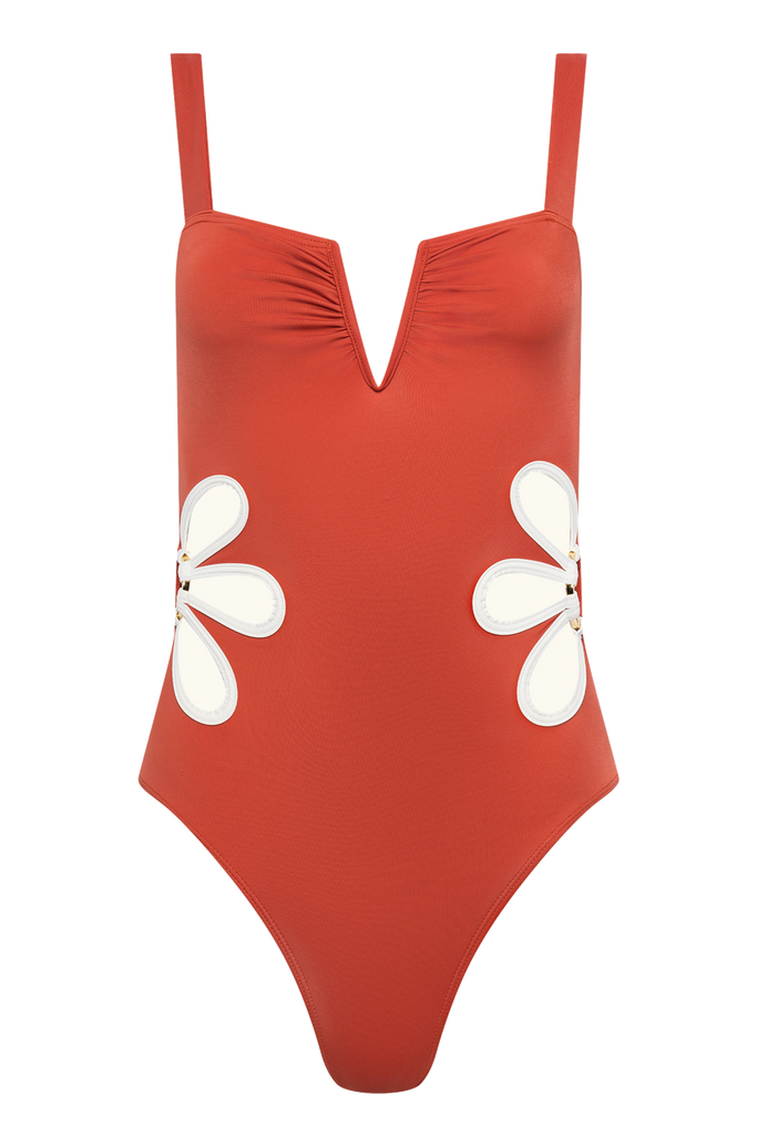 The Flora One-Piece in Rust & Ivory