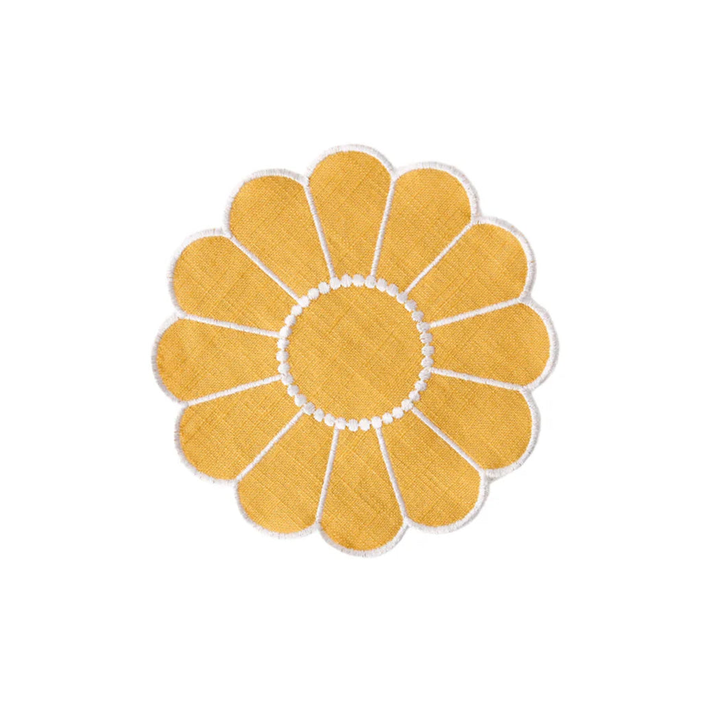 Floral Embroidered Bread Basket Liner in Yellow