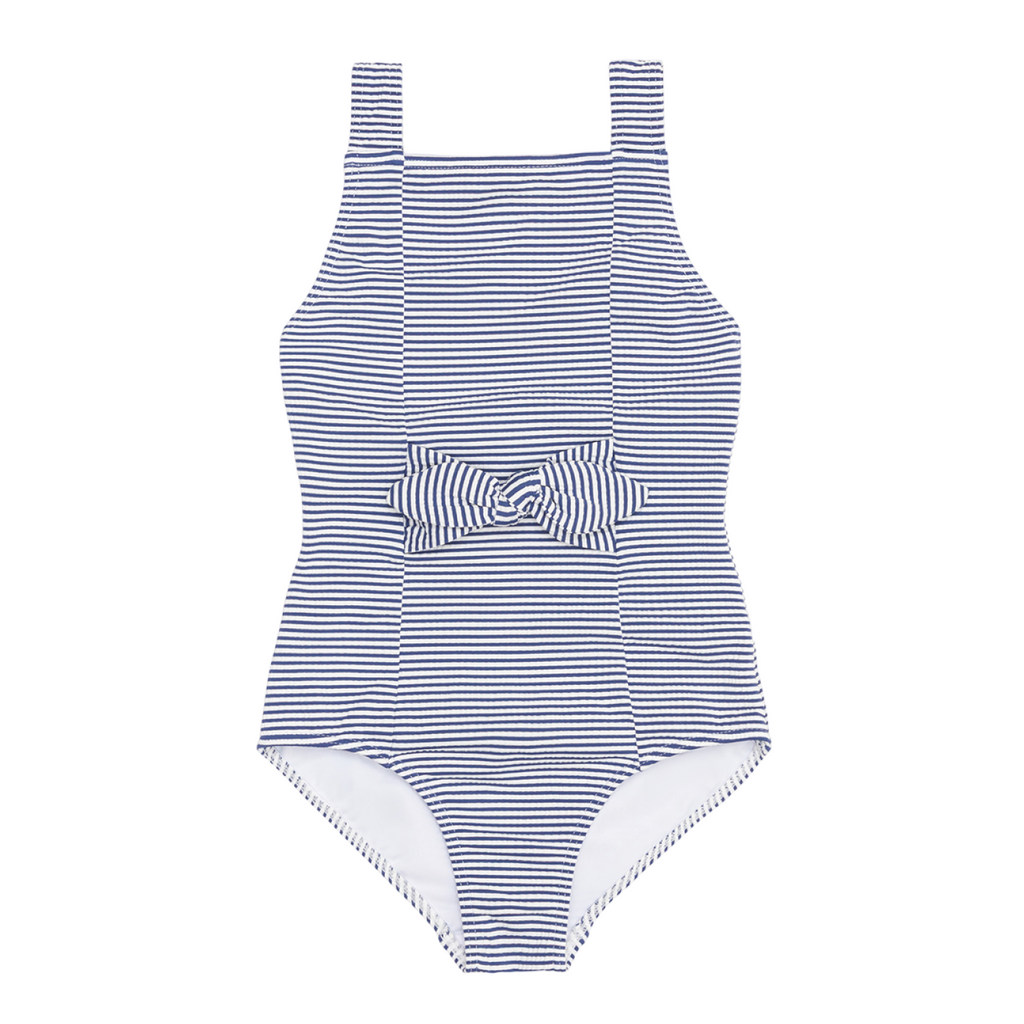 Girl’s Harbor Stripe Tie-Front One Piece