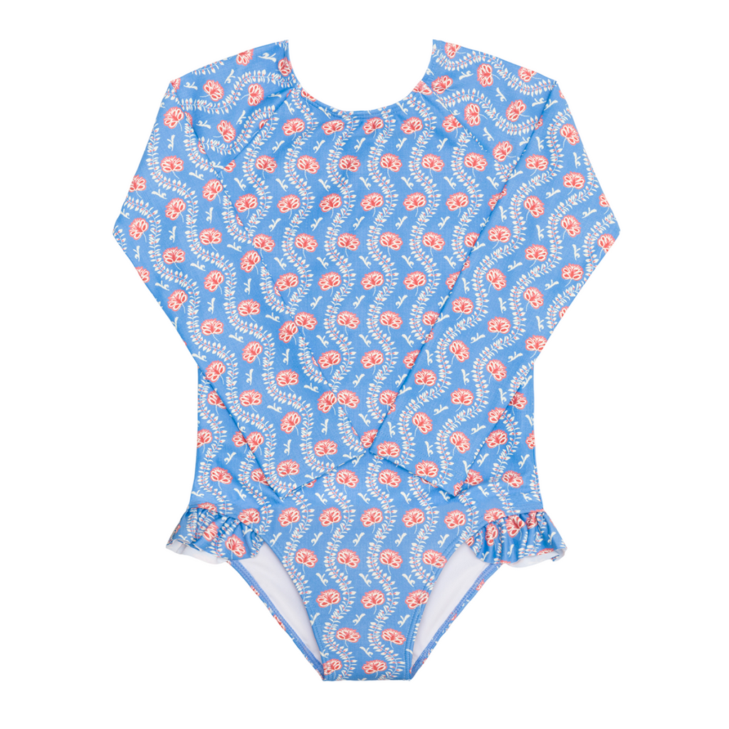 Girl’s Blue Primrose Rashguard One Piece