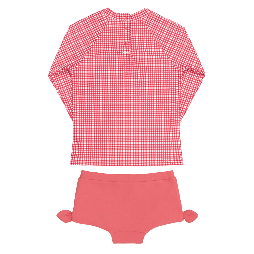 Girl’s Poppy Gingham Tie-Knot Rashguard Set