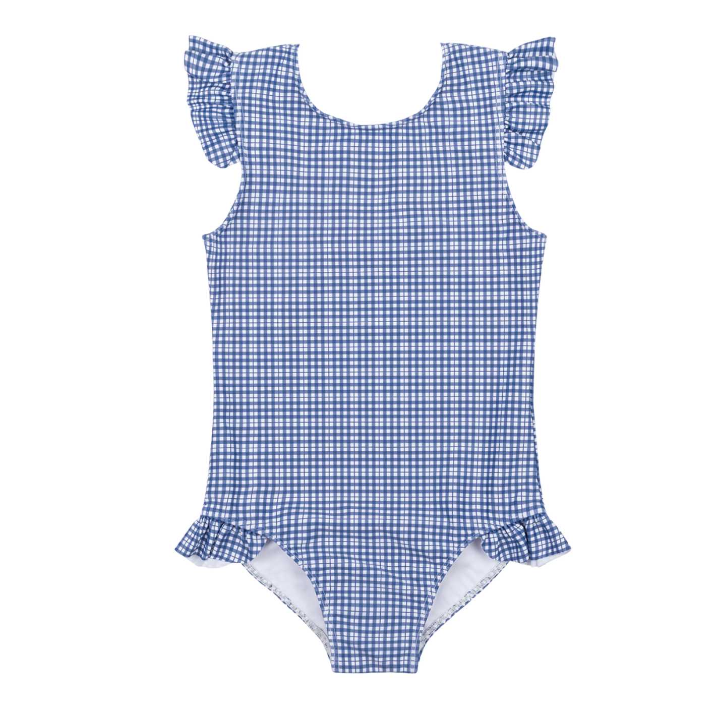 Girl’s Newport Navy Gingham Cap Sleeve Rashguard One Piece