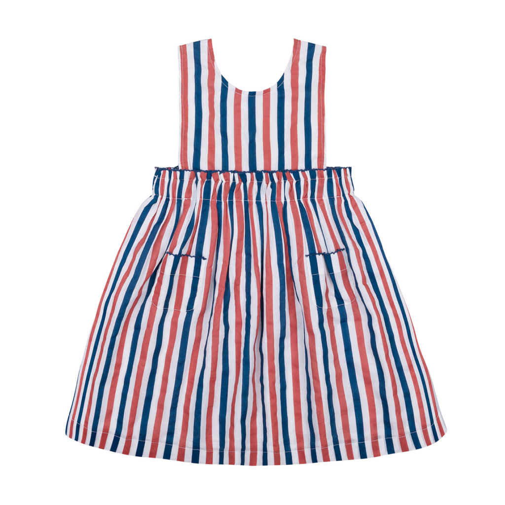 Girl’s Surfrider Stripe Double Bow Pinafore Dress