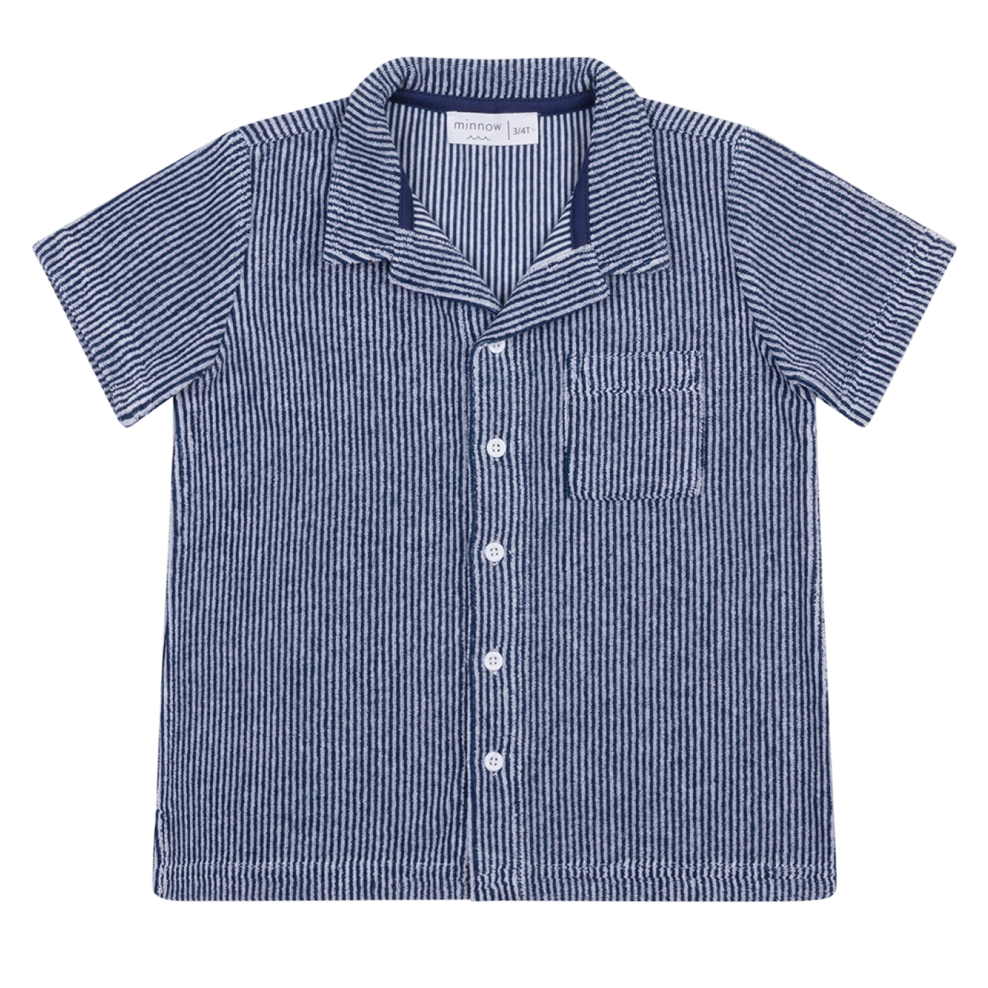 Boy’s Navy Stripe French Terry Button Up
