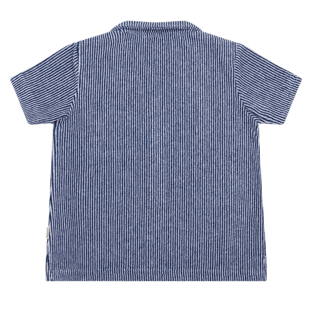 Boy’s Navy Stripe French Terry Button Up