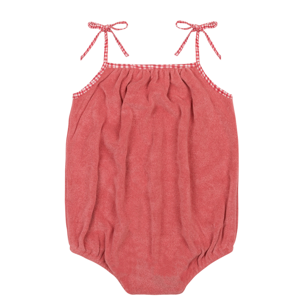 Baby Poppy Red French Terry Romper