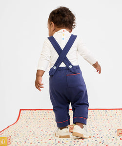 Frank T-Neck One-Piece in Vanilla Piping