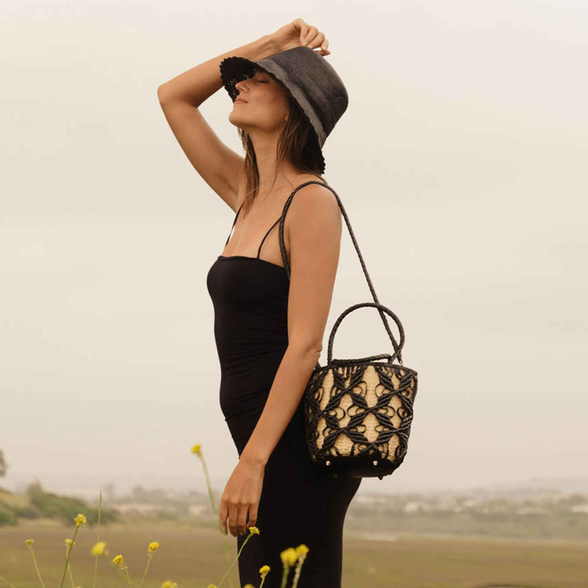Helix Woven Mini Crossbody in Black