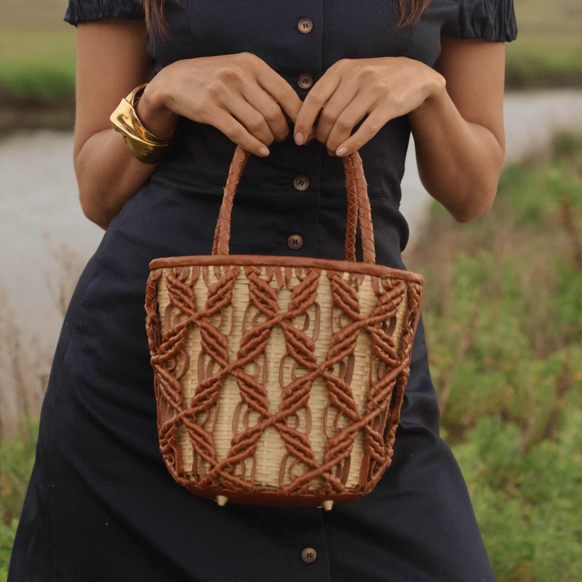 Helix Woven Mini Crossbody in Cinnamon
