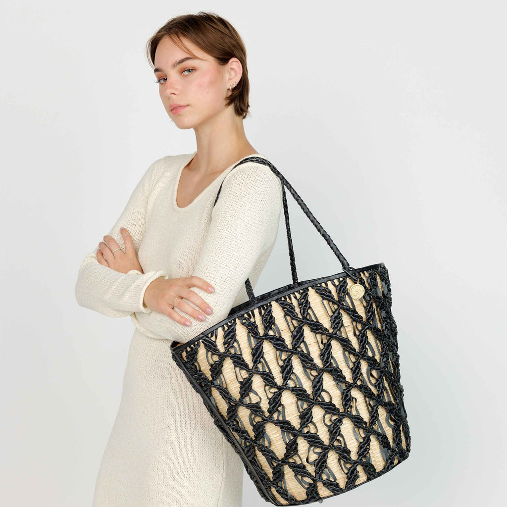 Helix Woven Tote in Black