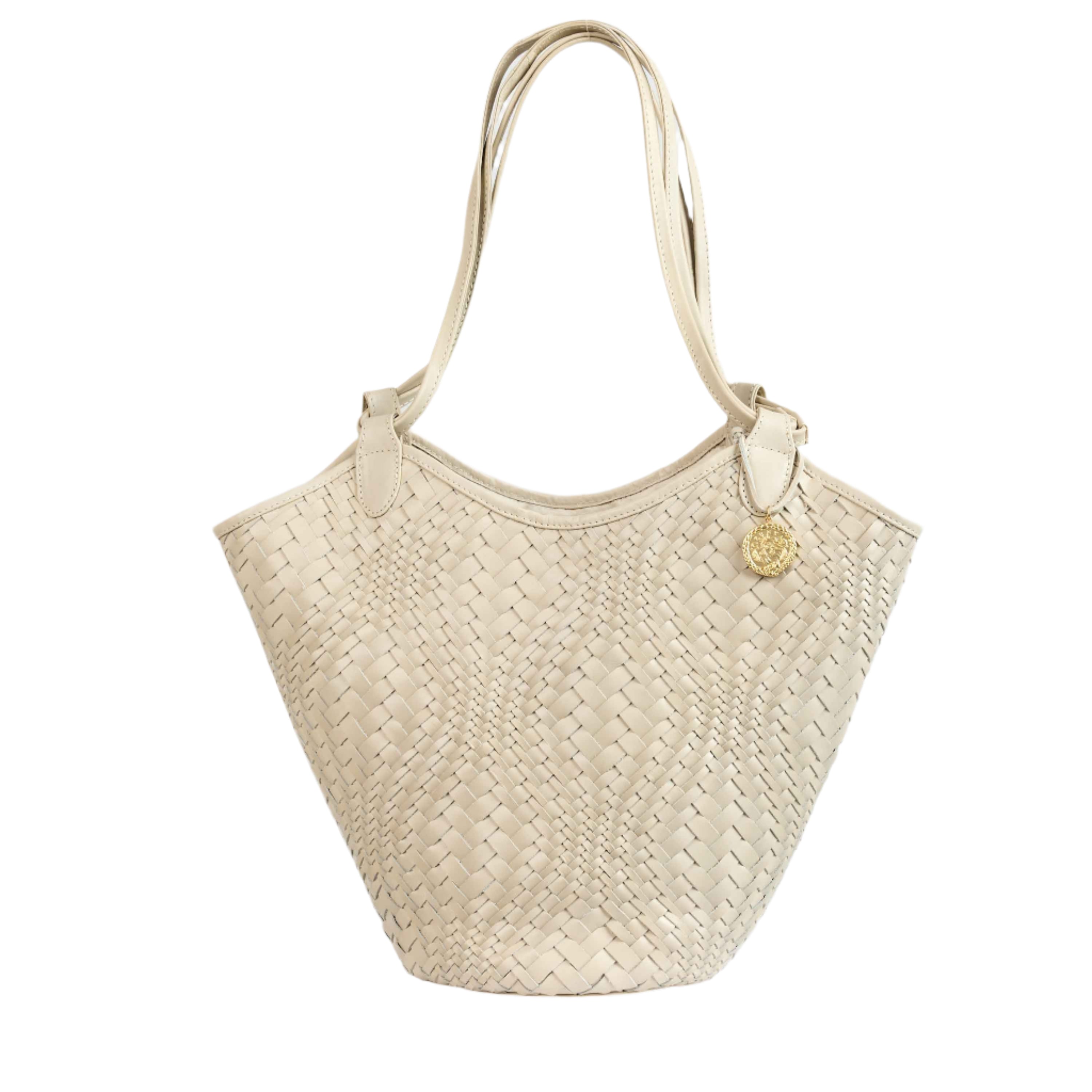 Flow Woven Large Tote in Ivory