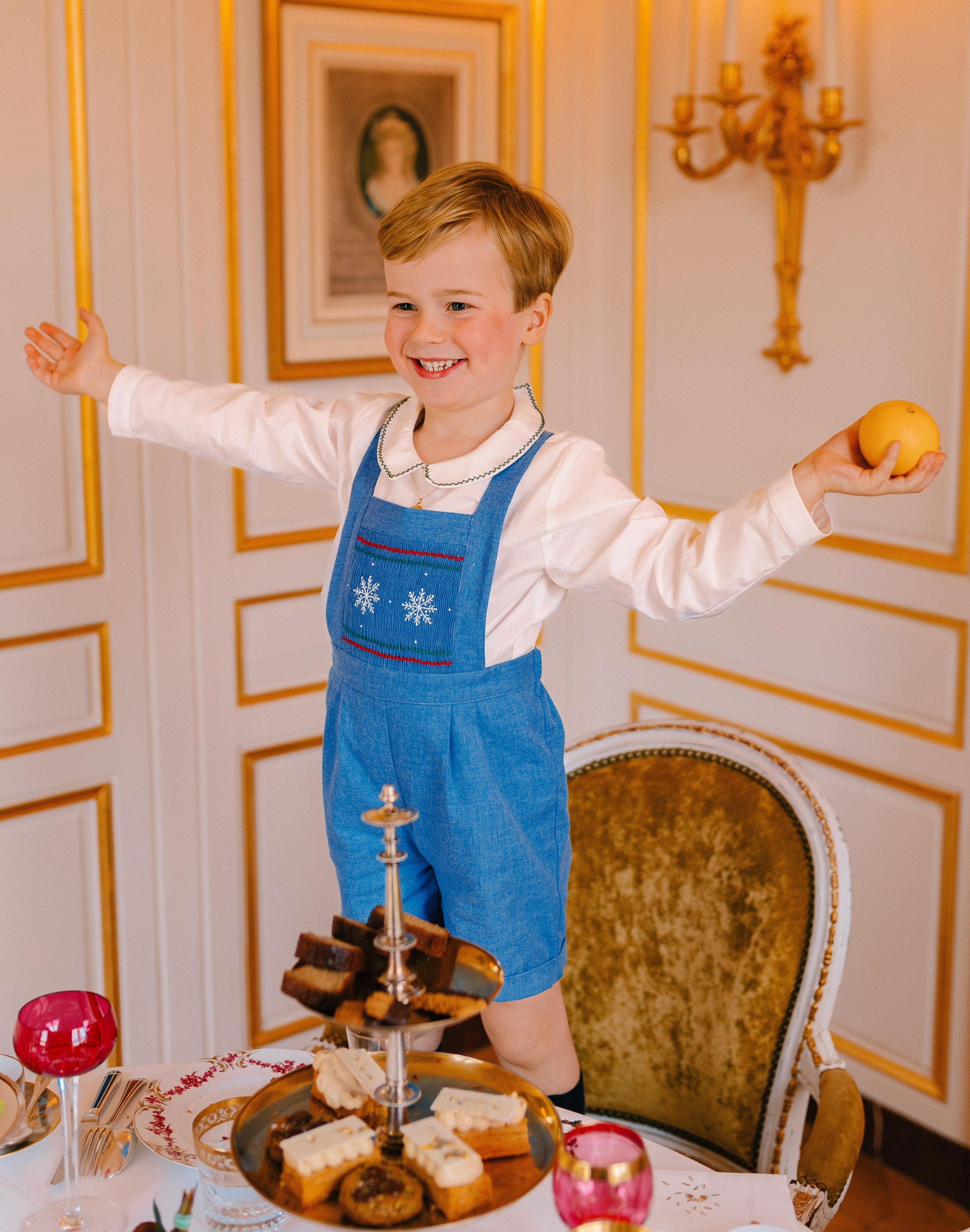 George Blue Flannel Boy Dungaree & Shirt