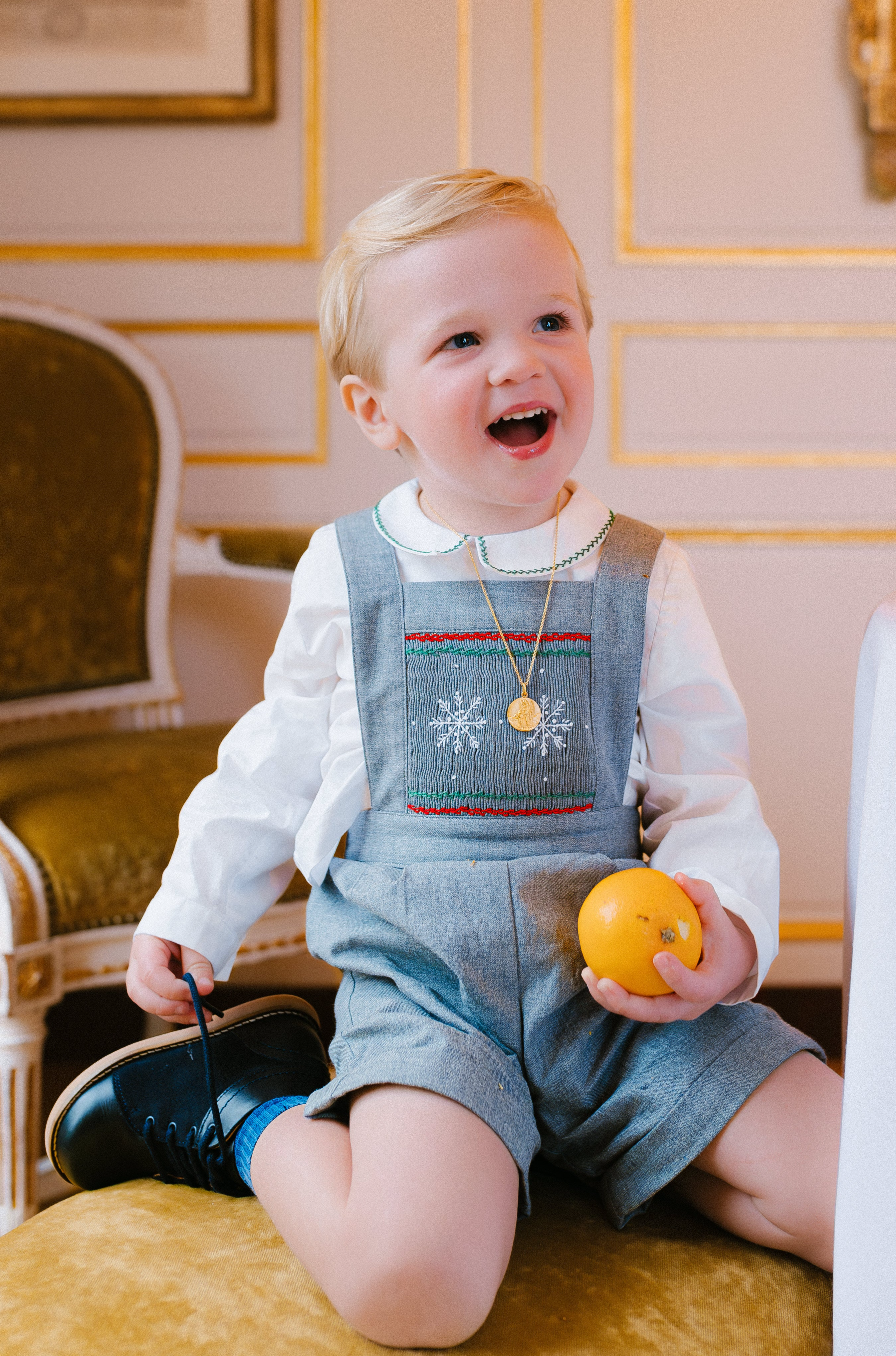 George Grey Flannel Boy Dungaree & Shirt