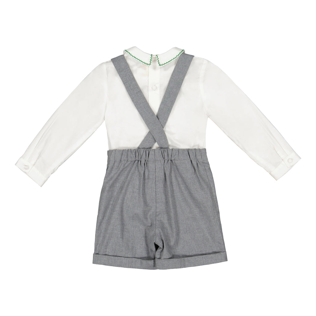 George Grey Flannel Boy Dungaree & Shirt
