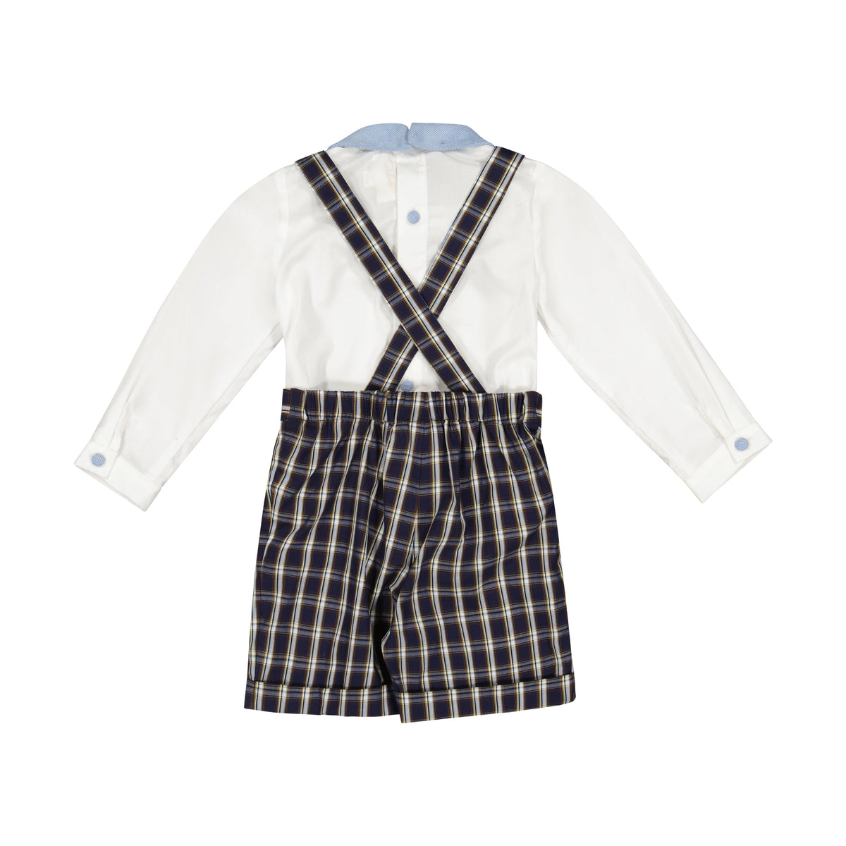 George Navy Tartan Boy Dungaree & Shirt