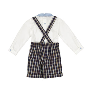 George Navy Tartan Boy Dungaree & Shirt