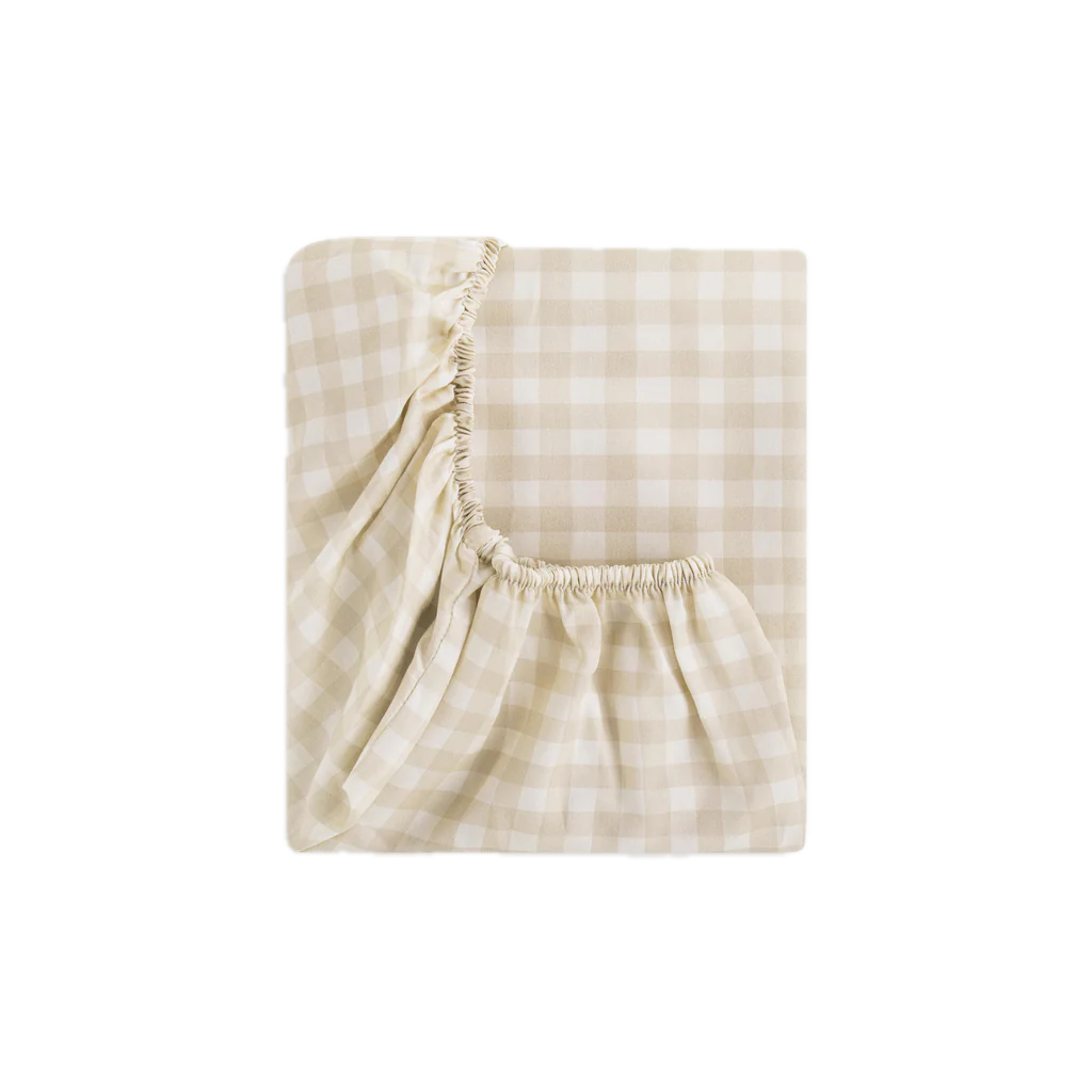 Picnic Gingham Crib Sheet in Beige
