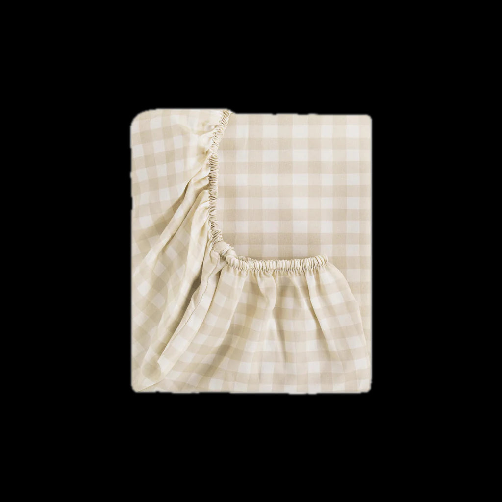 Picnic Gingham Crib Sheet in Beige