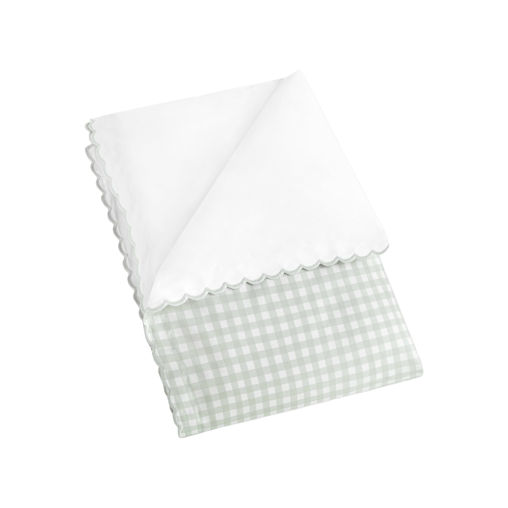 Picnic Gingham Baby Duvet in Green folded