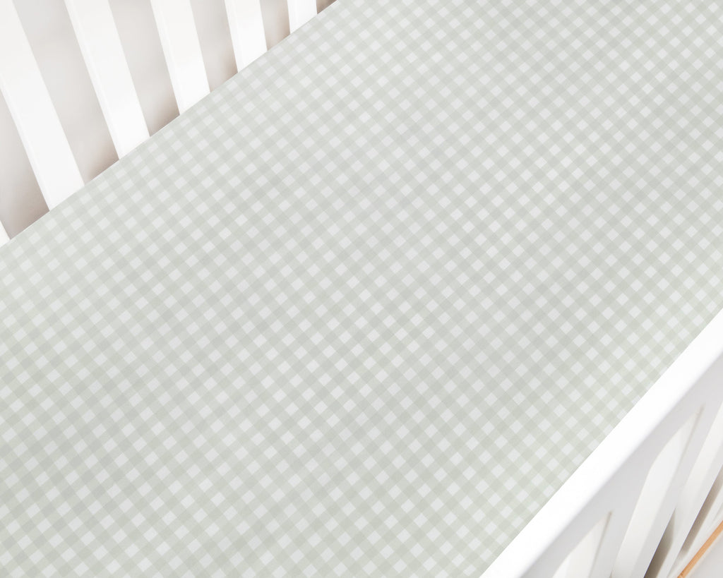 Picnic Gingham Crib Sheet in  Green