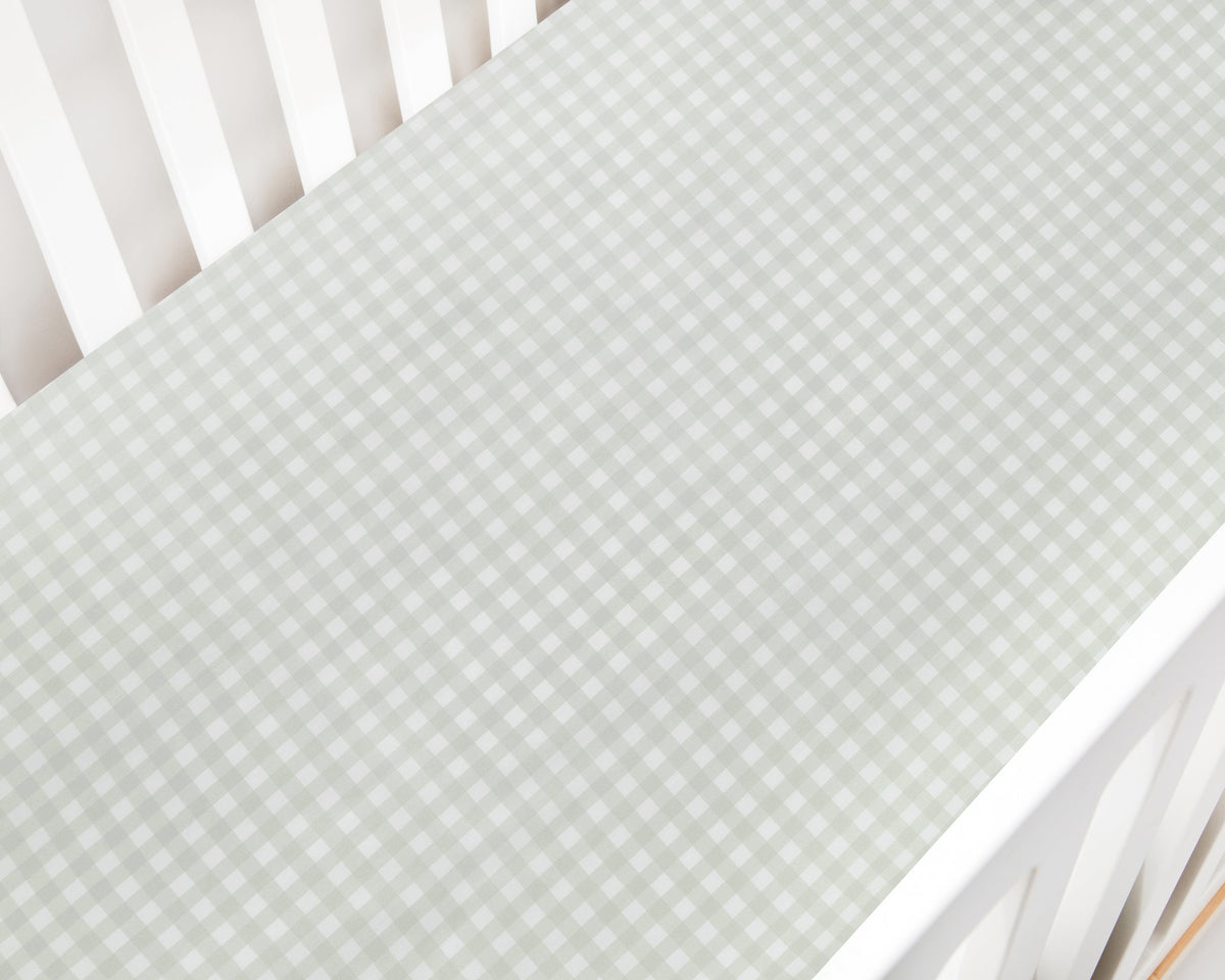 Picnic Gingham Crib Sheet in  Green