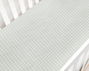 Picnic Gingham Crib Sheet in  Green