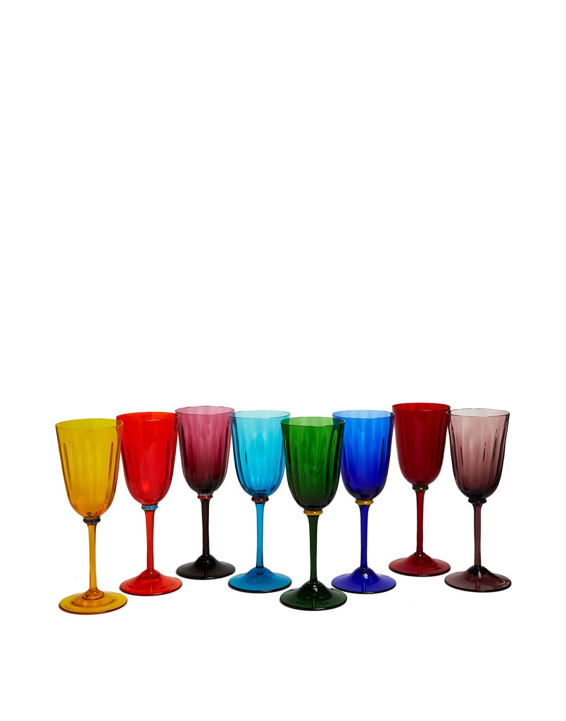 Wine Rainbow Glasses in Mix Multicolor, Set of 8