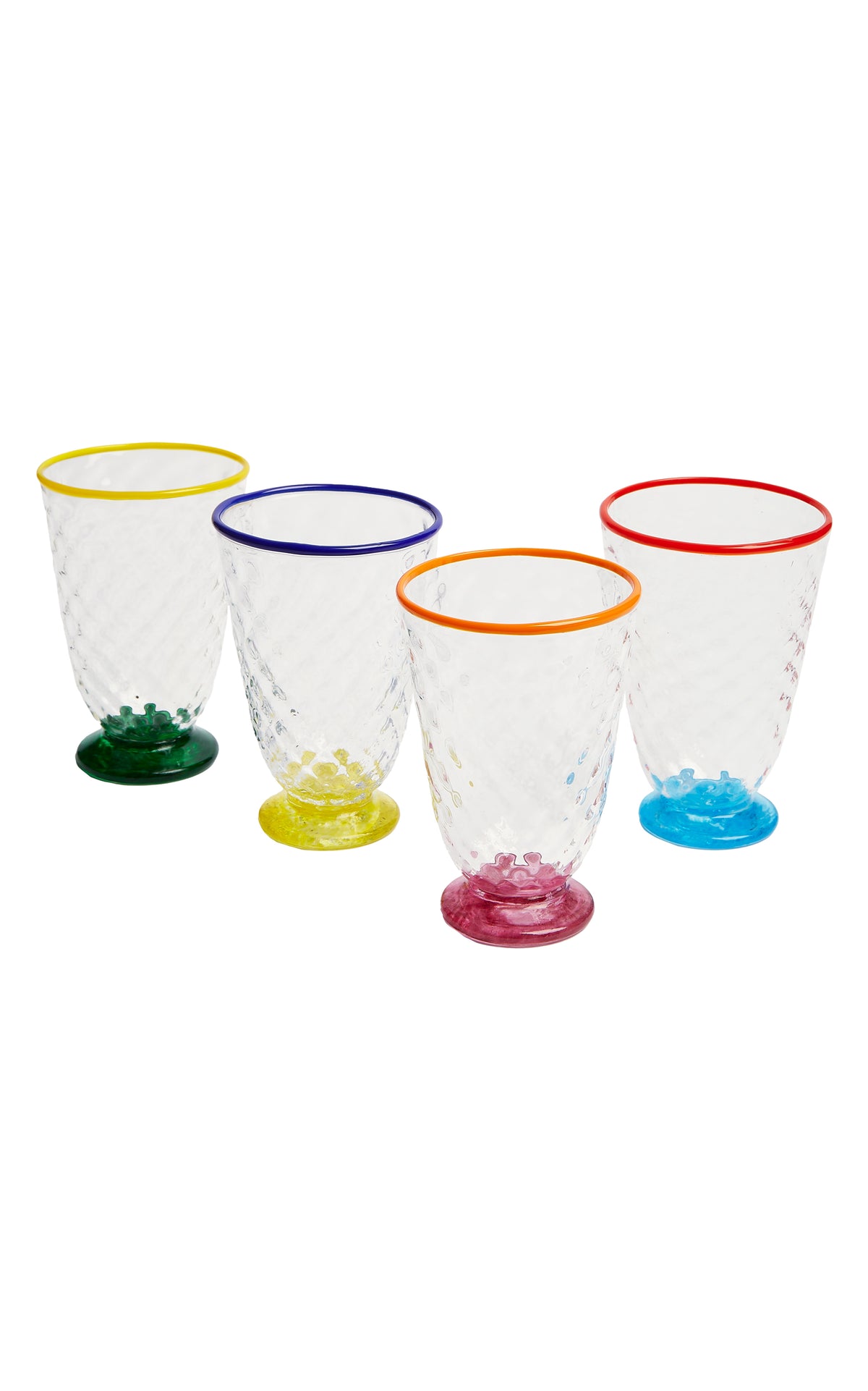 Quilted Glasses in Quilted Multicolor, Set of 4