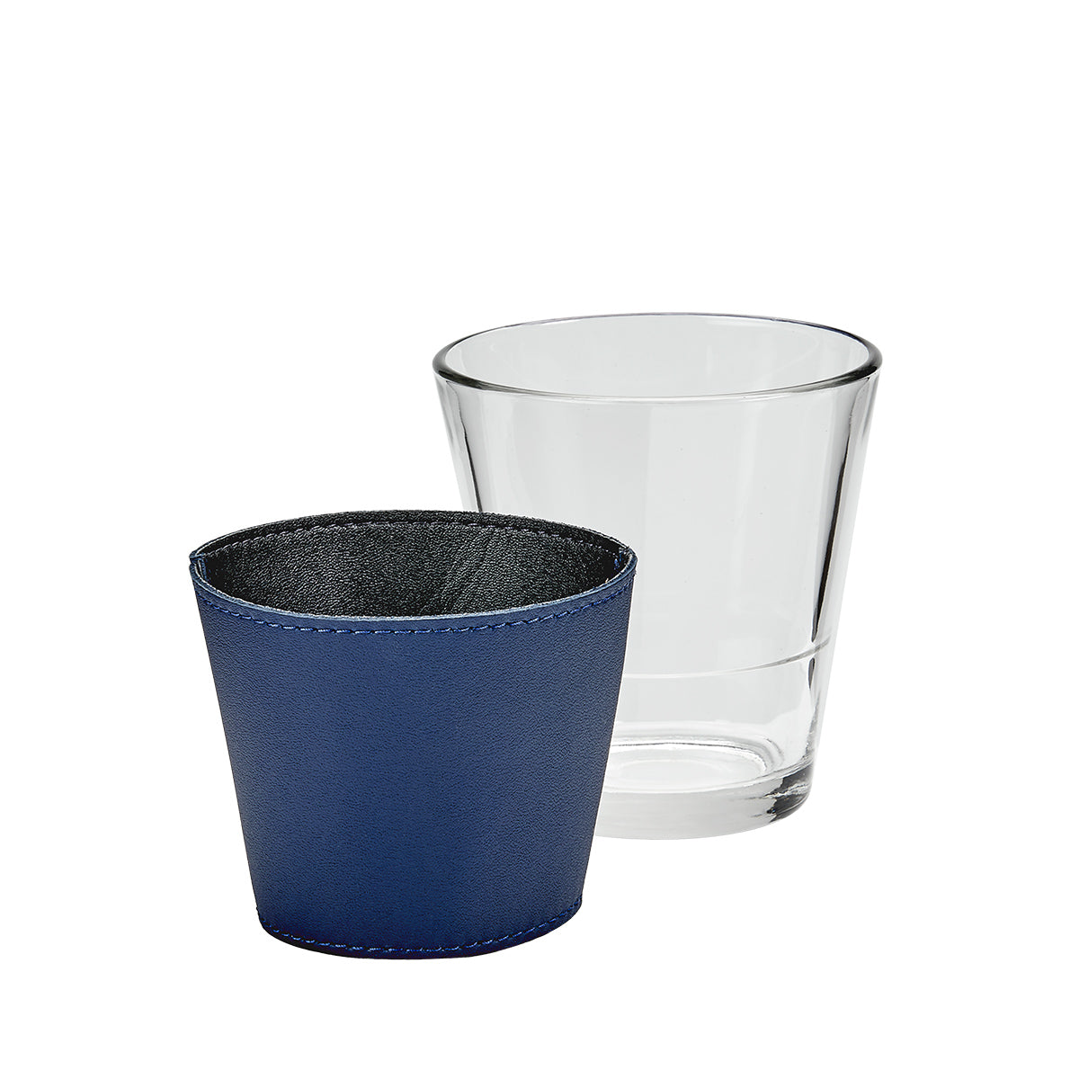 Leather Wrapped Glass Set in Blue