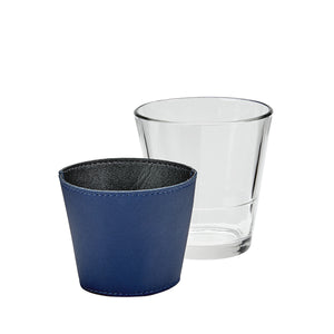 Leather Wrapped Glass Set in Blue