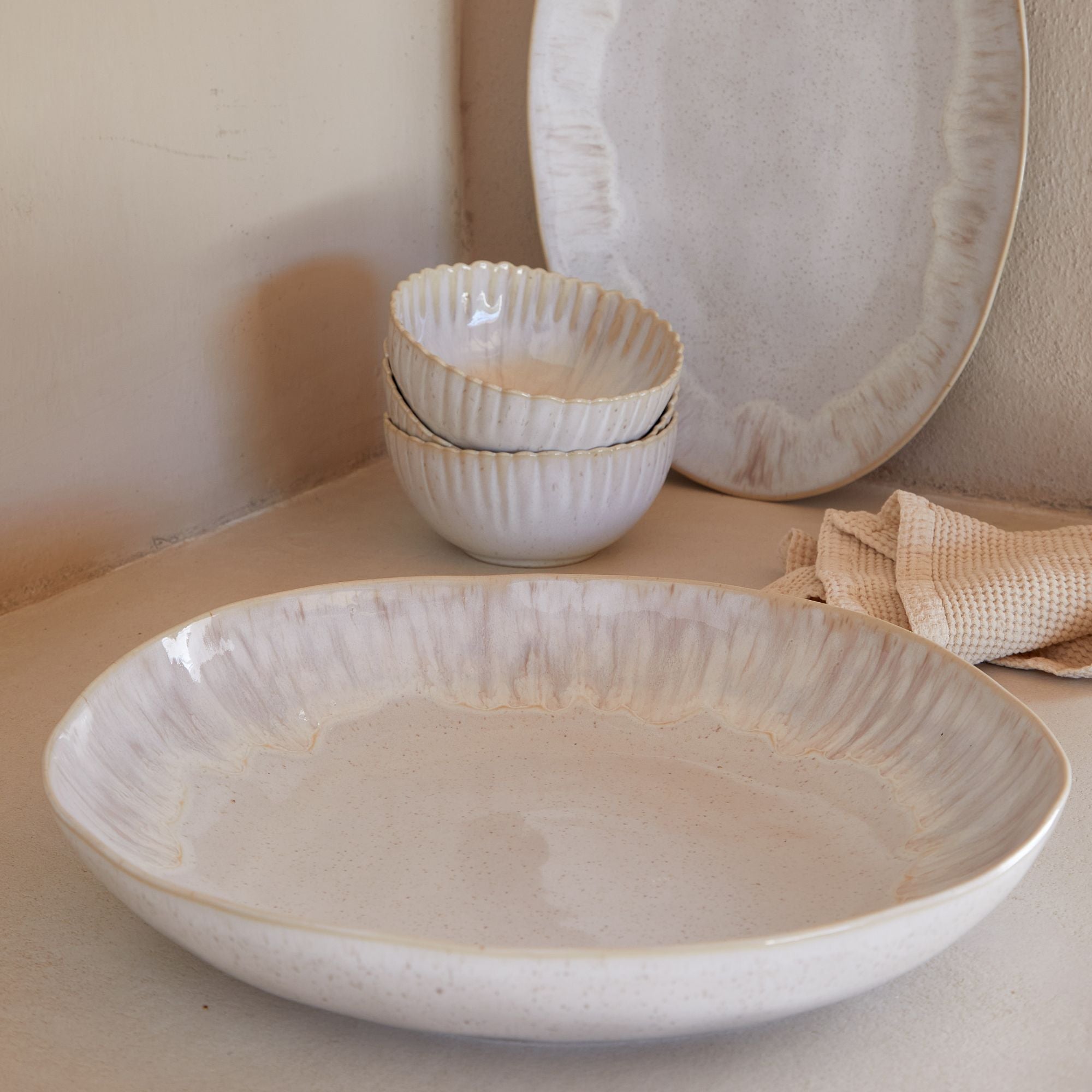 Eivissa Collection Pasta/Serving Bowl in Sand Beige