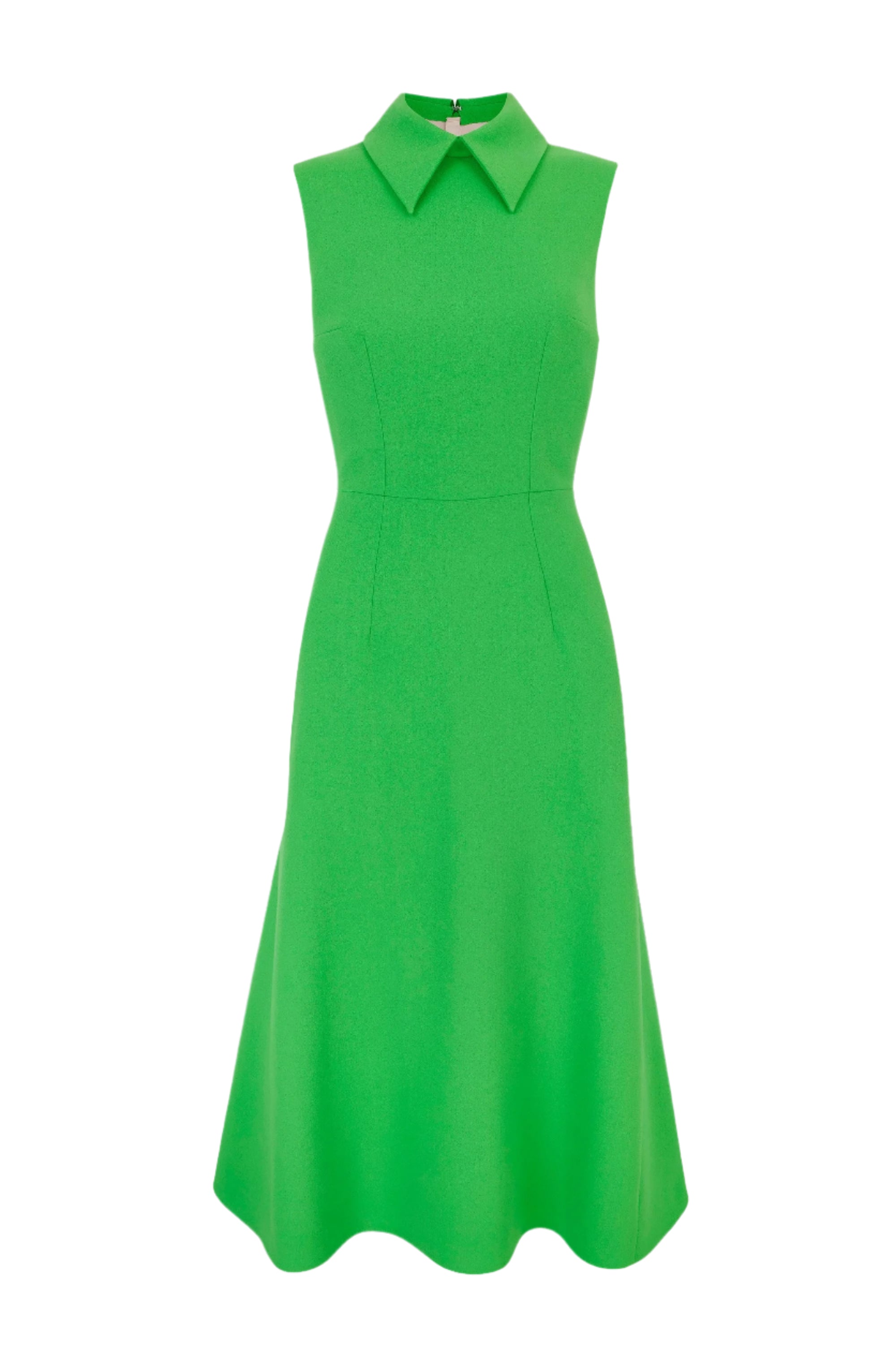 Leontine Dress In Fresh Green Single Wool Crepe
