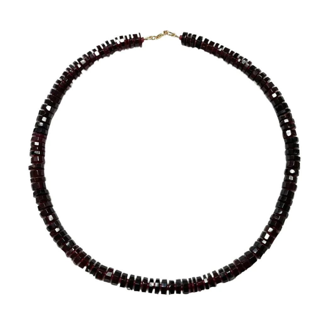 Garnet Heishi Necklace With Spacers