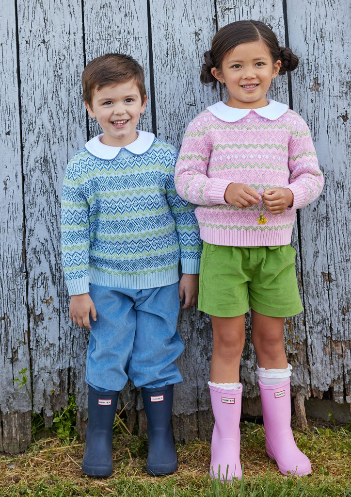 little english classic childrens clothing toddler boy blue gray corduroy pull on pant with elastic waistband