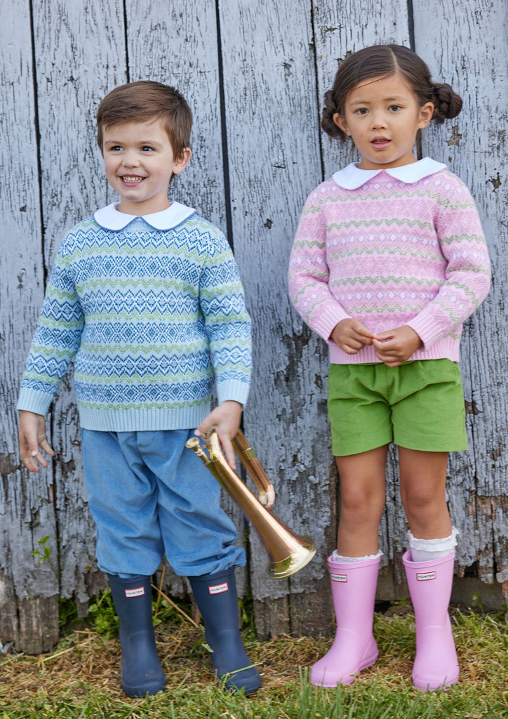 little english classic childrens clothing toddler boys blue gray corduroy pull on pant with elastic waistband