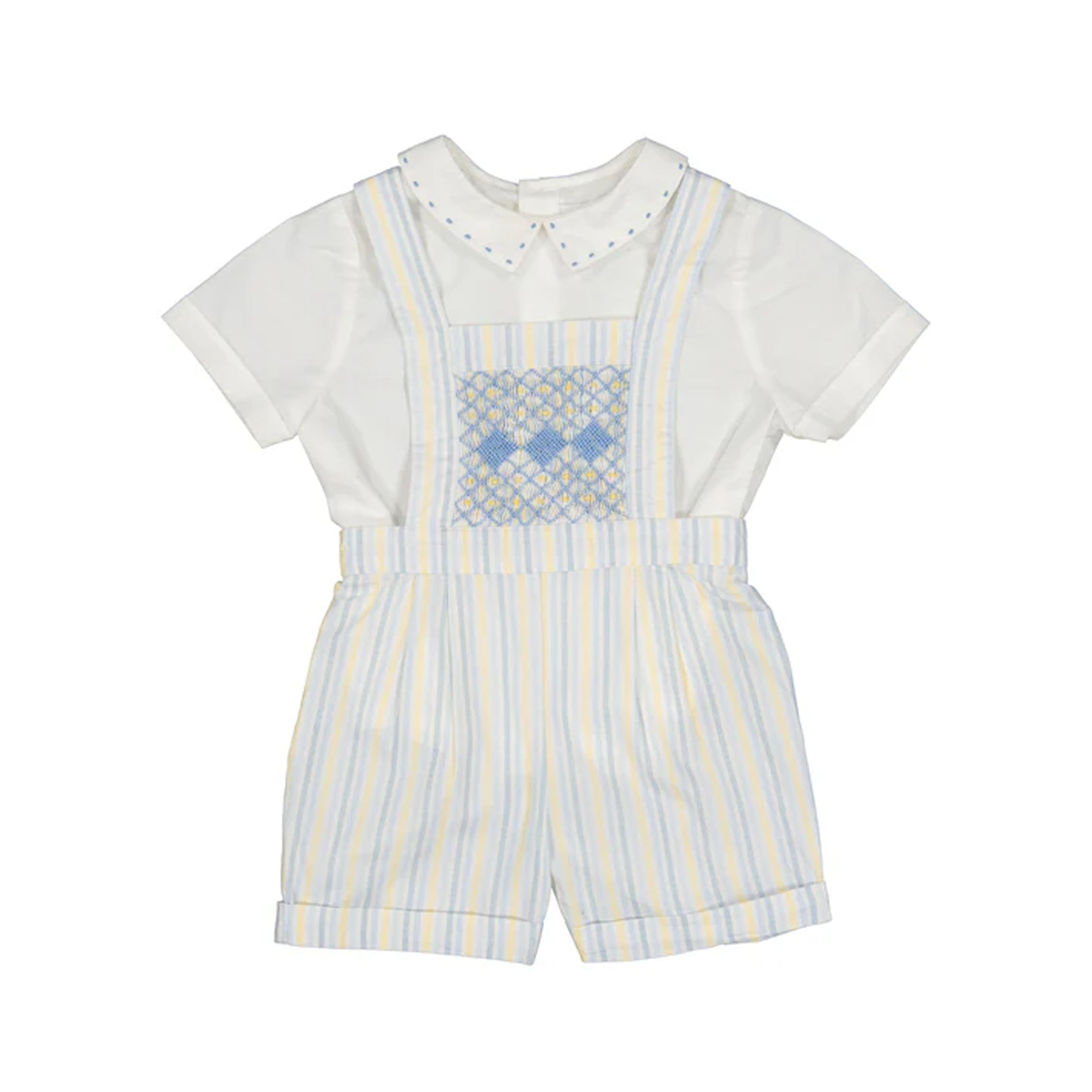 George Yellow Blue Stripe Overalls and Shirt