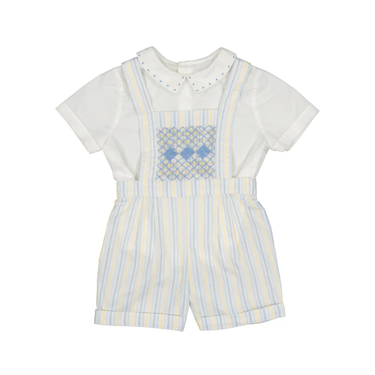 George Yellow Blue Stripe Overalls and Shirt