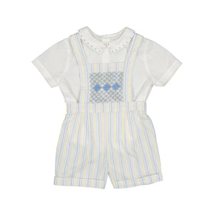 George Yellow Blue Stripe Overalls and Shirt
