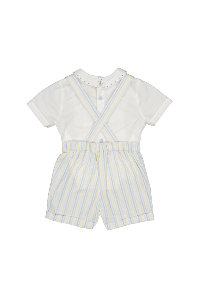 George Yellow Blue Stripe Overalls and Shirt