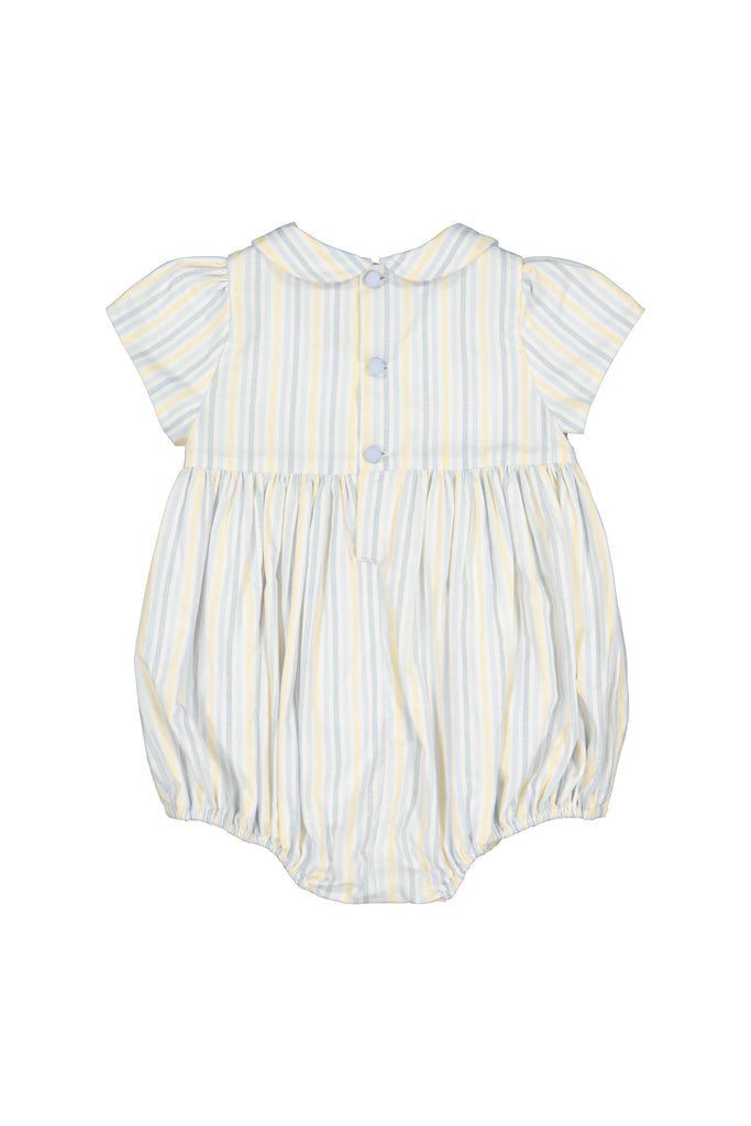 George Yellow Blue Stripe Smocked Bubble Romper