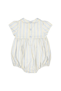 George Yellow Blue Stripe Smocked Bubble Romper